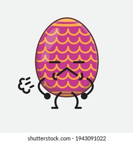 Personaje de Huevo de Pascua con cara linda, manos simples y líneas de piernas en fondo aislado. Estilo de dibujo animado plano.