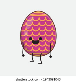 Personaje de Huevo de Pascua con cara linda, manos simples y líneas de piernas en fondo aislado. Estilo de dibujo animado plano.