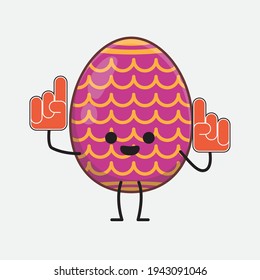 Easter Egg Character with cute face, simple hands and leg line art on Isolated Background. Flat cartoon doodle style.