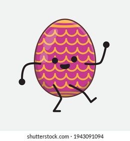 Personaje de Huevo de Pascua con cara linda, manos simples y líneas de piernas en fondo aislado. Estilo de dibujo animado plano.