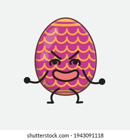 Easter Egg Character with cute face, simple hands and leg line art on Isolated Background. Flat cartoon doodle style.