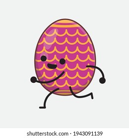 Personaje de Huevo de Pascua con cara linda, manos simples y líneas de piernas en fondo aislado. Estilo de dibujo animado plano.