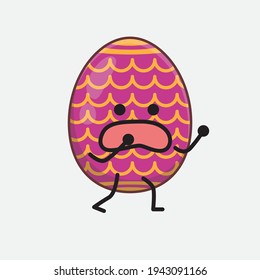 Easter Egg Character with cute face, simple hands and leg line art on Isolated Background. Flat cartoon doodle style.