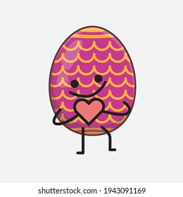 Personaje de Huevo de Pascua con cara linda, manos simples y líneas de piernas en fondo aislado. Estilo de dibujo animado plano.