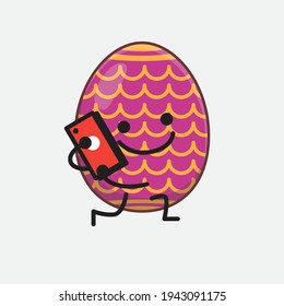 Personaje de Huevo de Pascua con cara linda, manos simples y líneas de piernas en fondo aislado. Estilo de dibujo animado plano.