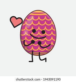 Personaje de Huevo de Pascua con cara linda, manos simples y líneas de piernas en fondo aislado. Estilo de dibujo animado plano.
