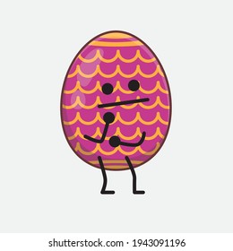 Personaje de Huevo de Pascua con cara linda, manos simples y líneas de piernas en fondo aislado. Estilo de dibujo animado plano.