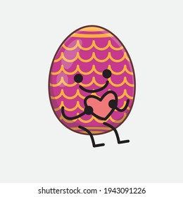 Ostereier mit süßem Gesicht, einfachen Händen und Beinlinien-Kunst auf isoliertem Hintergrund. Flacher Cartoon-Doodle-Stil.