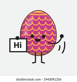 Easter Egg Character with cute face, simple hands and leg line art on Isolated Background. Flat cartoon doodle style.