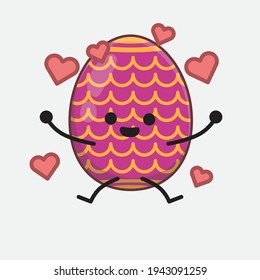 Personaje de Huevo de Pascua con cara linda, manos simples y líneas de piernas en fondo aislado. Estilo de dibujo animado plano.
