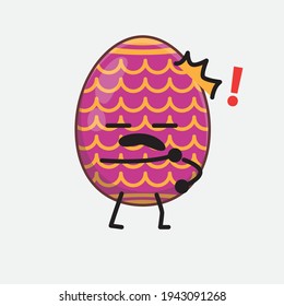 Easter Egg Character with cute face, simple hands and leg line art on Isolated Background. Flat cartoon doodle style.