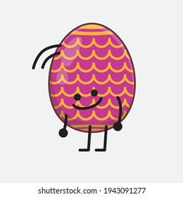 Easter Egg Character with cute face, simple hands and leg line art on Isolated Background. Flat cartoon doodle style.