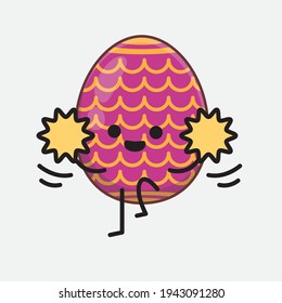 Ostereier mit süßem Gesicht, einfachen Händen und Beinlinien-Kunst auf isoliertem Hintergrund. Flacher Cartoon-Doodle-Stil.