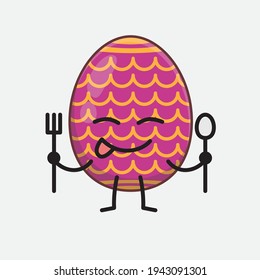 Easter Egg Character with cute face, simple hands and leg line art on Isolated Background. Flat cartoon doodle style.