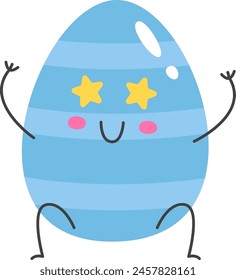 Easter Egg Character With Stars Vector Illustration