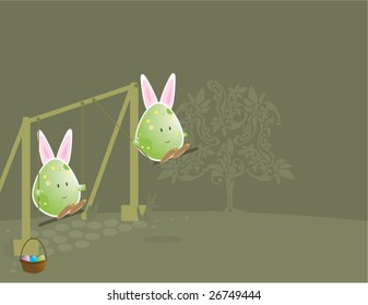 Easter egg characters with bunny ears 3 - vector