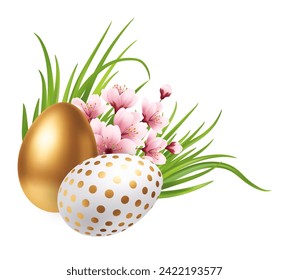 Ostereier Kirschblüte Blüte. Vektorgrafik