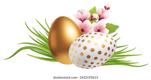 Ostereier Kirschblüte Blüte. Vektorgrafik