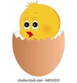 easter egg and chick - vector illustration