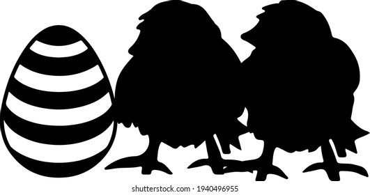 Easter egg chicken black silhouette vector cut file on isolated background