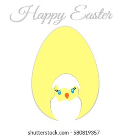 Easter egg chicken on white background