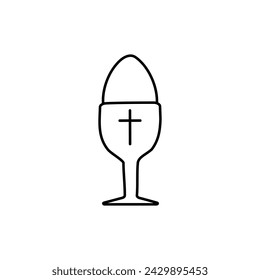 Easter egg with christian cross in doodle style