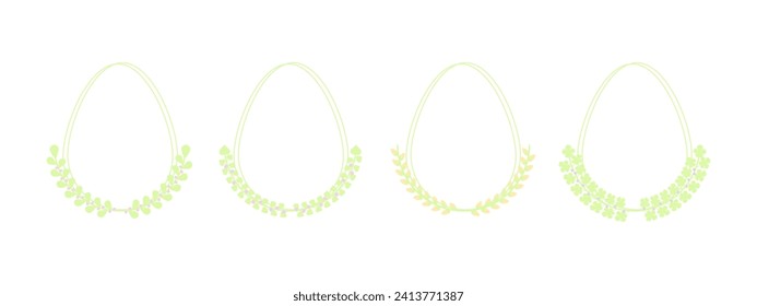 Easter egg circle frame set, wreath with branches. Vector illustration.
