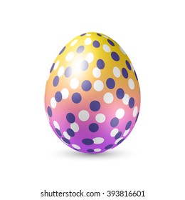 Easter Egg with Color Dots Pattern Texture - Standing Vertically on White