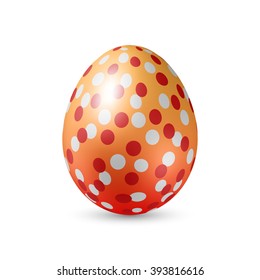 Easter Egg with Color Dots Pattern - Standing Vertically on White