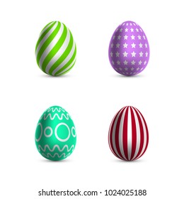 Easter egg Color set. 3d template Vector designed illustration. 