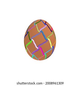 Huevo de Pascua con coloración de malla de color sobre un fondo blanco. Una imagen vectorial.