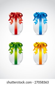 Easter egg with colored ribbon