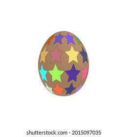 Huevo de Pascua con estrellas de colores sobre un fondo blanco. Una imagen vectorial.