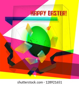 Easter egg colorful abstract geometric style greeting card