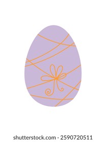 Easter egg colorful decorated in festive tones holiday symbol, flat style hand drawn vector illustration for spring celebration time decor, greeting cards, invitations, banners, web design