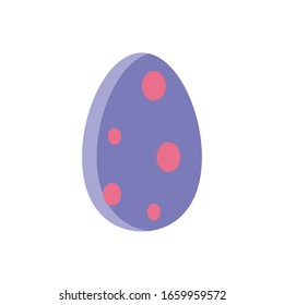huevo de Pascua con puntos coloridos sobre fondo blanco, icono de estilo plano, ilustración vectorial