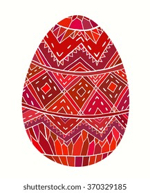Easter egg colorful illustration card drawn by hand, zentangle style, Decorative design for invitation, flyer, banner.