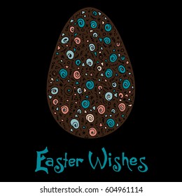 Easter egg colorful illustration card drawn by hand, zentangle style, Decorative design for invitation, flyer, banner.