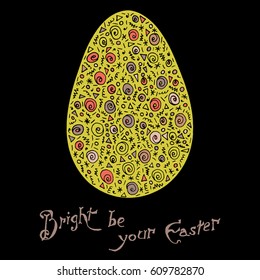Easter egg colorful illustration card drawn by hand, zentangle style, Decorative design for invitation, flyer, banner.