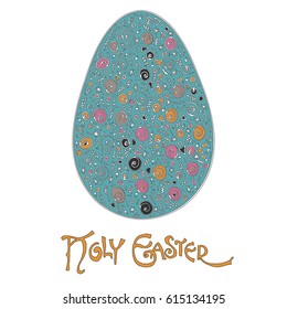 Easter egg colorful illustration card drawn by hand, zentangle style, Decorative design for invitation, flyer, banner.