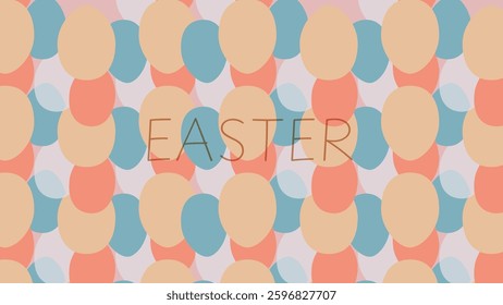 Easter egg colorful seamless pattern modern minimalist style with geometric shapes eggs. Trendy cute templates for social media ads, branding, congrats, or invitations