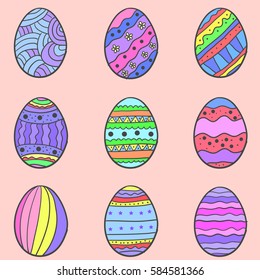 Easter egg colorful set of doodles