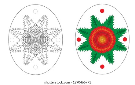 Easter egg coloring book with beautiful flower. Easter egg with flower.