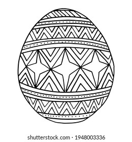 Easter egg coloring book for children and adults. Egg with a pattern, ornament. Happy Easter educational task for children. For coloring, textiles, design. Stock graphics. Isolate on white.
