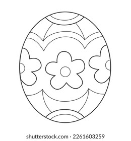Easter egg coloring book for kids. Coloring page. Monochrome black and white illustration. Vector Easter children's illustration.
