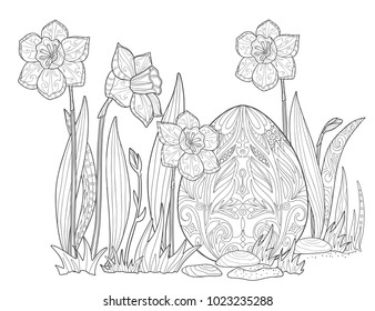 Easter egg coloring book page.