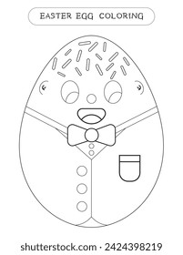 Easter egg coloring page for kids. Educational game for preschool and kindergarten. Coloring activity	