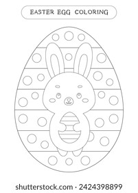 Easter egg coloring page for kids. Educational game for preschool and kindergarten. Coloring activity	