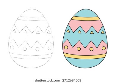 Huevo de Pascua para colorear página para la actividad de los niños, jardín de infantes y preescolar. Trazo y color Huevo de Pascua, Vector. Página para colorear del huevo de Pascua para imprimir la hoja de cálculo de Pascua. 