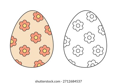 Huevo de Pascua para colorear página para la actividad de los niños, jardín de infantes y preescolar. Trazo y color Huevo de Pascua, Vector. Página para colorear del huevo de Pascua para imprimir la hoja de cálculo de Pascua. 